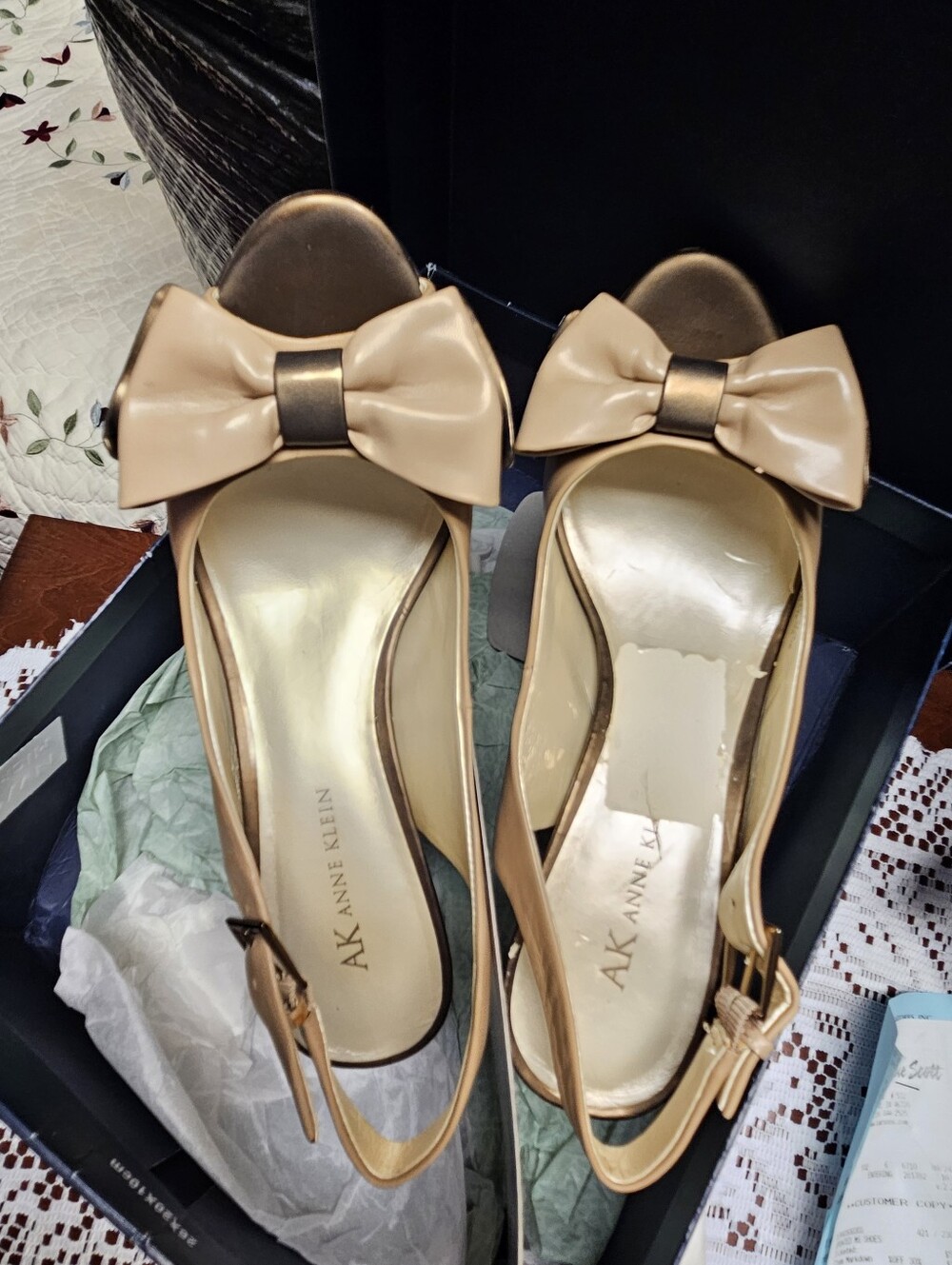 Like New-Anne Klein AK Enigma Two-Tone Slingback Peep-Toe Heels – Size 7M